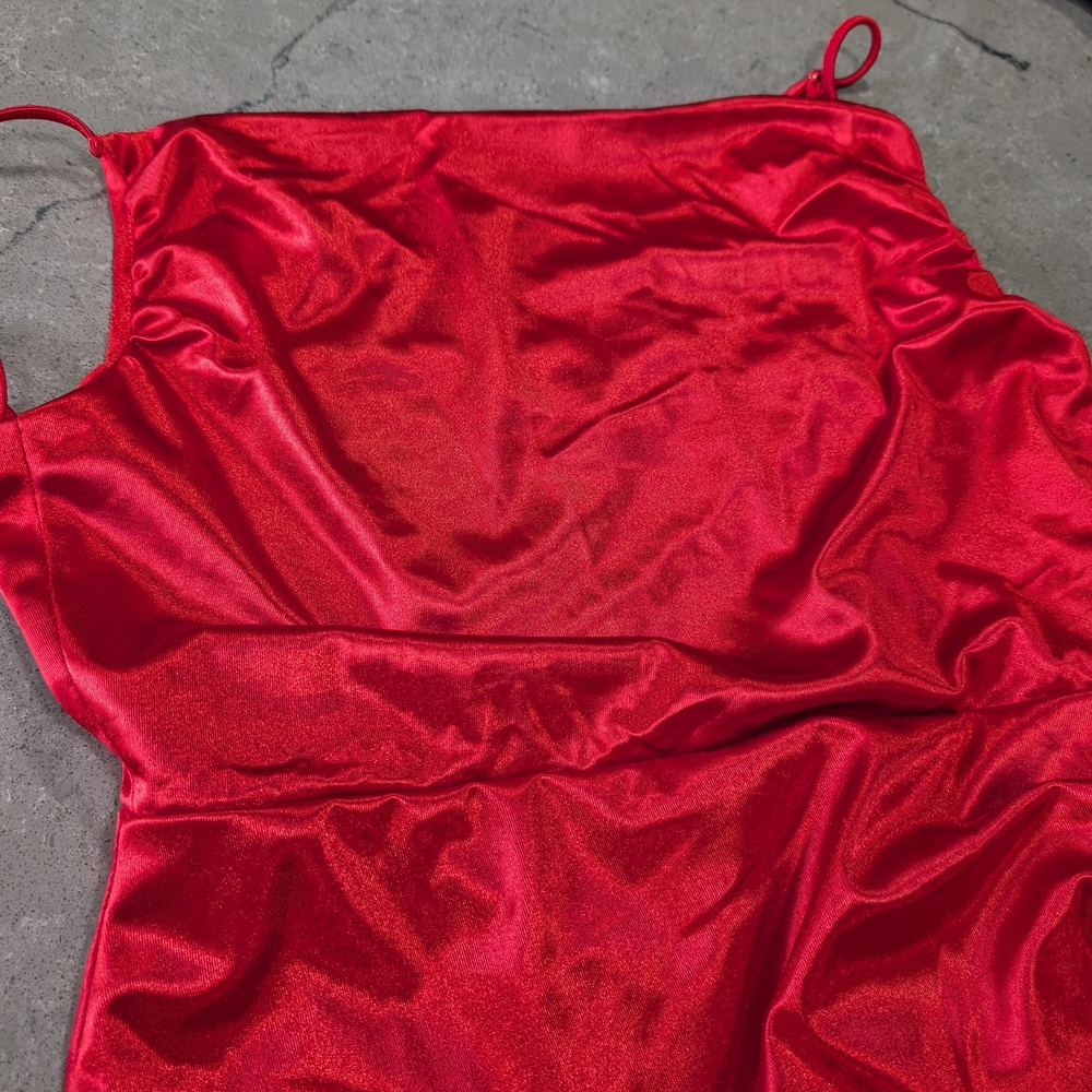 Tiger Mist Vibrant Red Satin Dress
